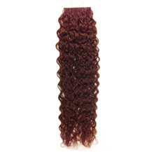 16" Vibrant Auburn (#33) 20pcs Curly Tape In Remy Human Hair Extensions