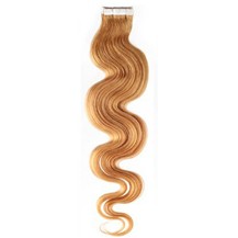 18" Strawberry Blonde (#27) 20pcs Wavy Tape In Remy Human Hair Extensions