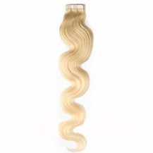 20" Bleach Blonde (#613) 20pcs Wavy Tape In Remy Human Hair Extensions
