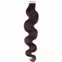 22" Dark Brown (#2) 20pcs Wavy Tape In Remy Human Hair Extensions