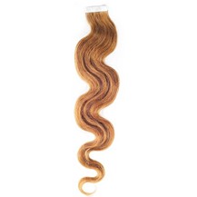 22" Golden Brown (#12) 20pcs Wavy Tape In Remy Human Hair Extensions