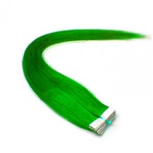 22" Green 20pcs Tape In Remy Human Hair Extensions