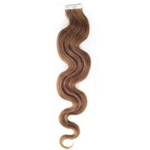 24" Ash Brown (#8) 20pcs Wavy Tape In Remy Human Hair Extensions