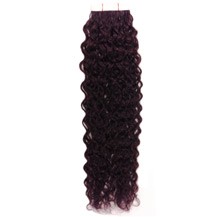 26" 99J 20pcs Curly Tape In Remy Human Hair Extensions