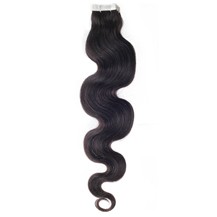 28" Off Black (#1b) 20pcs Wavy Tape In Remy Human Hair Extensions