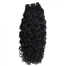 24" Jet Black (#1) Curly Indian Remy Hair Wefts