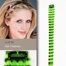 16" Green Clip In Feather Hair Extensions (1 pc) by Parahair