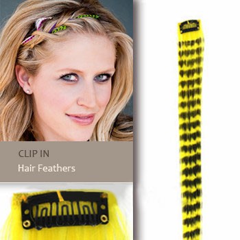 yellow feather hair clip